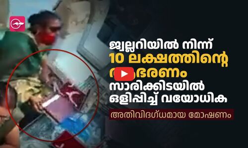 ജ്വല്ലറിയിൽ നിന്ന് 10 ലക്ഷത്തിന്റെ ആഭരണം സാരിക്കിടയിൽ ഒളിപ്പിച്ച് വയോധിക; അതിവിദഗ്ധമായ മോഷണം