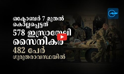 ഒക്ടോബർ 7 മുതൽ കൊല്ലപ്പെട്ടത് 578 ഇസ്രായേലി സൈനികർ 482 പേർ ഗുരുതരാവസ്ഥയിൽ