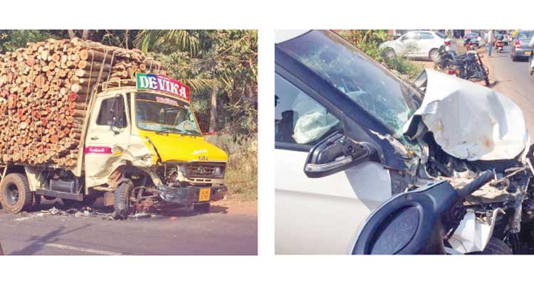 മൂന്ന് വാഹനങ്ങൾ കൂട്ടിയിടിച്ചു; രണ്ടുപേർക്ക് പരിക്ക്