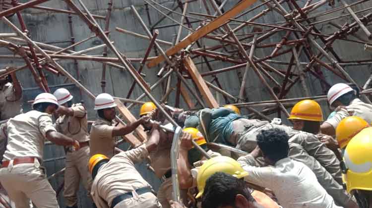 വാട്ടർടാങ്കി​െൻറ നിർമാണശാല തകർന്ന്​​ മൂന്ന്​ തൊഴിലാളികൾ മരിച്ചു11 പേർക്ക്​ പരിക്ക്​; ആറുപേരുടെ നില ഗുരുതരം