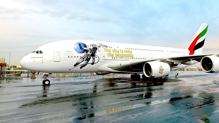 പര്യവേക്ഷക​െൻറ ചിത്രവുമായി എമിറേറ്റ്സ് എ 380 വിമാനം