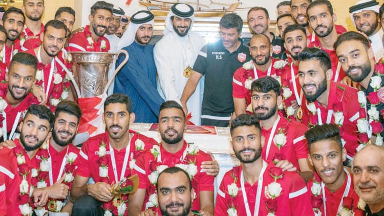 ബഹ്​റൈൻ ദേശീയ ടീമിന്​ സ്വീകരണം നൽകി