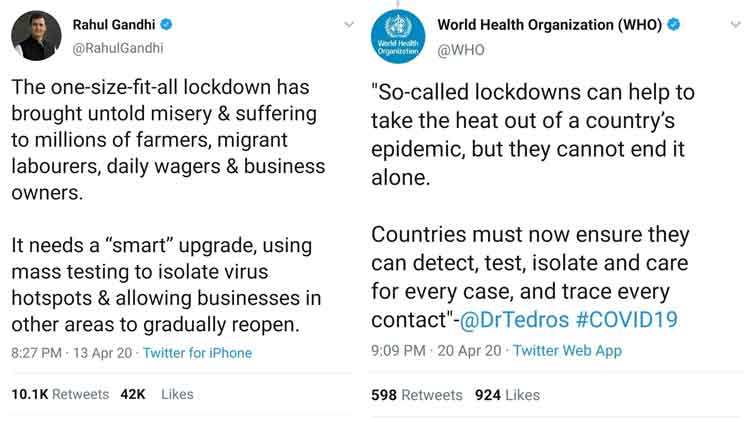 ആദ്യം രാഹുൽ പറഞ്ഞു; ലോകാരോഗ്യ സംഘടനയും അതുതന്നെ പറഞ്ഞു