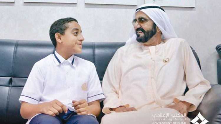 തീപിടിത്തം: സഹപാഠികളെ രക്ഷിച്ച ബാലനെത്തേടി ശൈഖ്​ മുഹമ്മദ്​ എത്തി