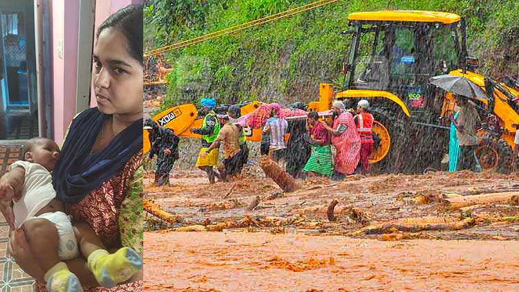പ്രളയജലം ഇരച്ചെത്തിയിട്ടും ഓടാതെ കുഞ്ഞിനെ വീണ്ടെടുത്ത് ഈ അമ്മ