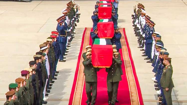 രക്തസാക്ഷികളായ ഇമറാത്തി സൈനികരുടെ മൃതദേഹം നാട്ടിലെത്തിച്ചു