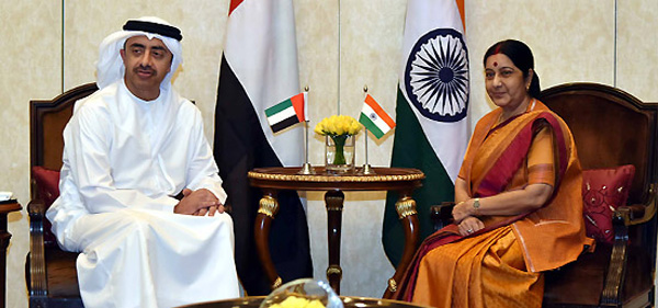 യു.എ.ഇ വിദേശകാര്യ മന്ത്രിക്ക് ഡല്‍ഹിയില്‍ ഊഷ്മള സ്വീകരണം