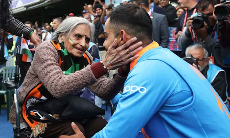 ഇന്ത്യ- ബംഗ്ലാദേശ് മത്സരം; സാമൂഹിക മാധ്യമങ്ങളിൽ താരമായി 87 കാരി