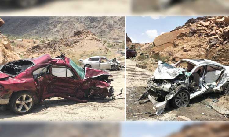 ബീഷ-ഖമീസ്​​ മുശൈത്​ റോഡിൽ ആറ്​ വാഹനങ്ങൾ കൂട്ടിയിടിച്ചു; മൂന്ന്​ മരണം