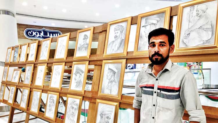 സുൽത്താ​െൻറ 49 ചിത്രങ്ങൾ; വരകളാൽ ആദരമർപ്പിച്ച്​ മലയാളി കലാകാരൻ