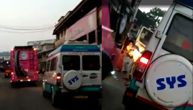 ടൂറിസ്റ്റ് ബസിനെ മറികടക്കാന്‍ ശ്രമിച്ചു; ആംബുലന്‍സ് ഡ്രൈവര്‍ക്ക് മര്‍ദനം