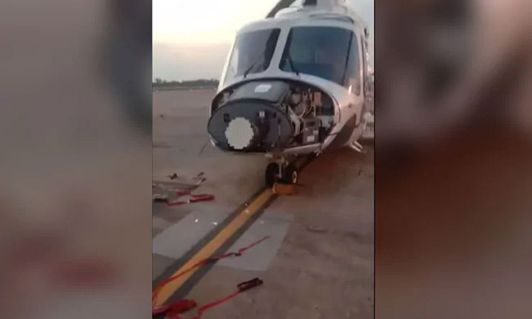 ഹെലികോപ്​ടര്‍ തകര്‍ത്തും വിമാനത്തിനു മുന്നില്‍ കുത്തിയിരുന്നും യുവാവി​െൻറ വിളയാട്ടം