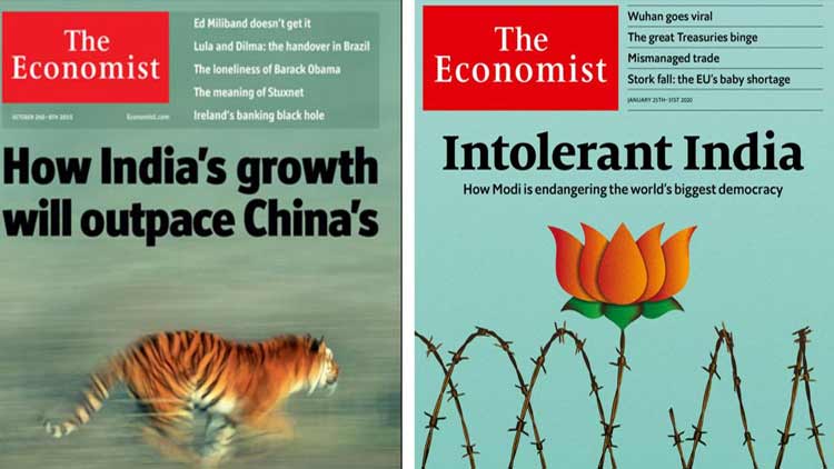 ഇന്ത്യ അന്നും ഇന്നും; വൈറലായി ഇക്കണോമിസ്റ്റ് കവർ ചിത്രങ്ങൾ