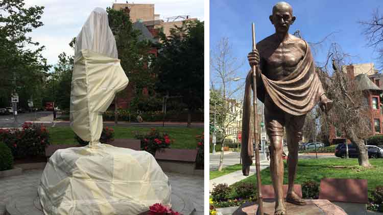 വാഷിങ്​ടണിൽ ഇന്ത്യൻ എംബസിക്ക്​ മുന്നിലെ ഗാന്ധി പ്രതിമ തകർത്തു