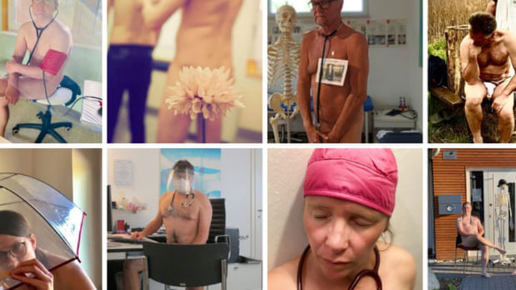 സുരക്ഷാകിറ്റുകളില്ല; നഗ്​നരായി ജർമൻ ഡോക്​ടർമാരുടെ പ്രതിഷേധം