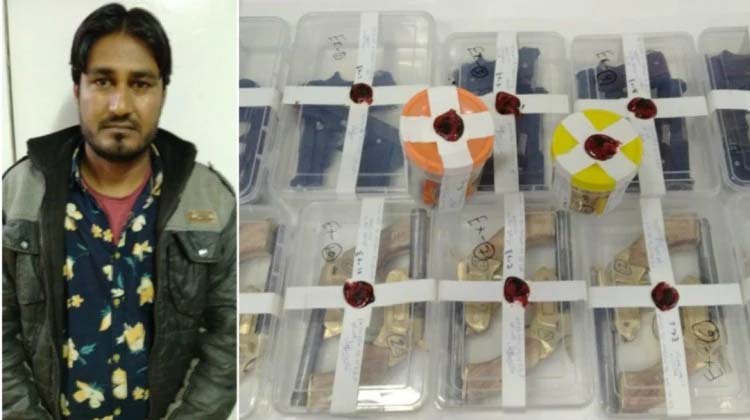 തോക്കുകളും വെടിയുണ്ടകളുമായി  അന്തർ സംസ്​ഥാന ആയുധക്കടത്തുകാരൻ പിടിയിൽ