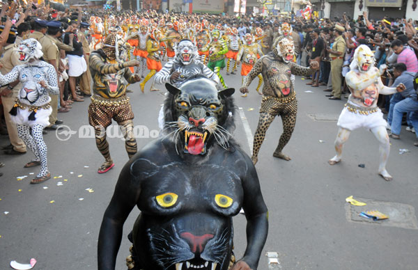 തൃശൂരിന്‍െറ നഗരവീഥികളില്‍ പുലിപ്പൂരം