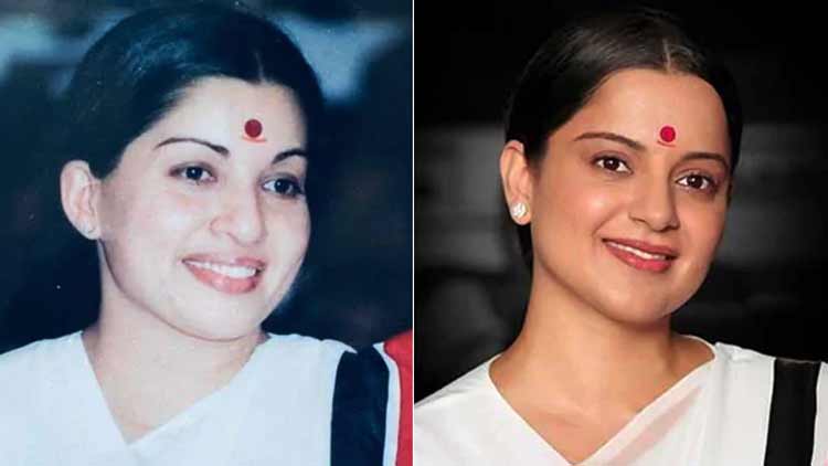 വെള്ള സാരിയുടുത്ത്​ പൊട്ടുതൊട്ട്​ തലൈവിയായി കങ്കണ; ജയലളിതക്ക് പിറന്നാൾ സമ്മാനം