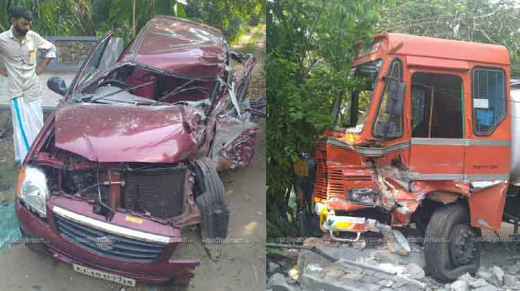 കൊടുങ്ങല്ലൂരിൽ​ ടാങ്കർ ലോറി കാറിലിടിച്ച്​ നാല്​ പേർ മരിച്ചു