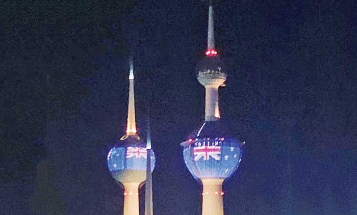 കു​വൈ​ത്ത്​ ട​വ​റി​ൽ ന്യൂ​സി​ല​ൻ​ഡ്​  പ​താ​ക​യ​ണി​യി​ച്ചു