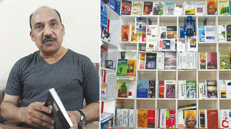 വ്യാപാര തിരക്കുകൾക്കിടയിലും  ലൈബ്രറി പ്രവർത്തനവുമായി മലയാളി
