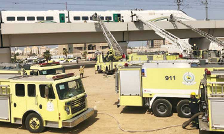 അൽഹറമൈൻ റെയിൽവേ സ്​റ്റേഷനിൽ സിവിൽ ഡിഫൻസ്​  ‘മോക് ഡ്രിൽ’ നടത്തി