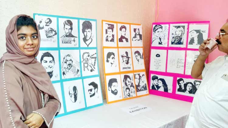 ന​ഷ്​​വ​ത്തി​െൻറ പേ​ന​ത്തു​മ്പി​ൽ തെ​ളി​യു​ന്ന​ത് ലോ​ക​താ​ര​ങ്ങ​ളു​ടെ ചി​ത്ര​ങ്ങ​ൾ