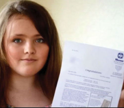 ഐ.ക്യുവില്‍ ഐന്‍സ്റ്റൈനെ പരാജയപ്പെടുത്തി 12കാരി