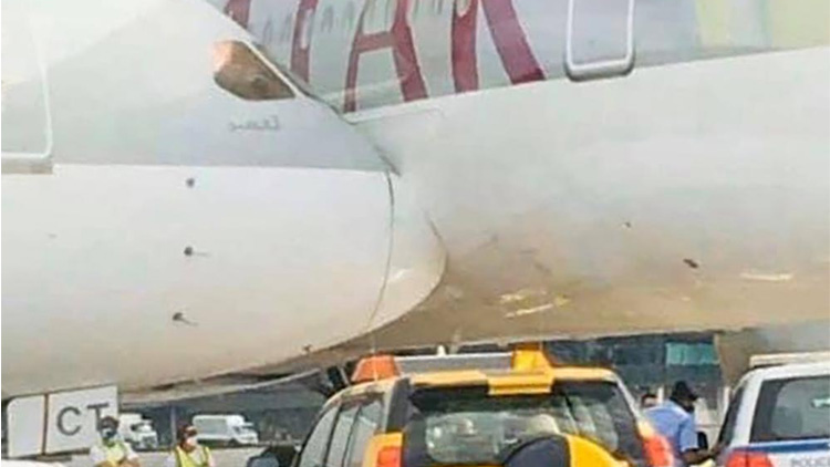കനത്ത കാറ്റ്​: ഖത്തറിൽ നിർത്തിയിട്ട വിമാനം നിരങ്ങിനീങ്ങി മറ്റൊന്നിൽ ഇടിച്ചുനിന്നു