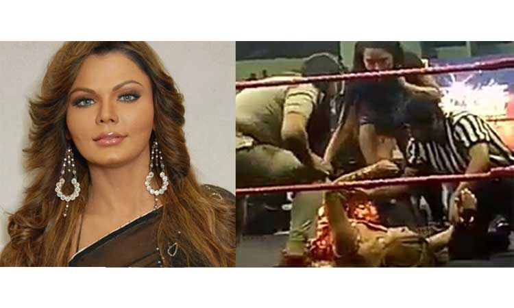 ഗുസ്​തിക്കിടെ രാഖി സാവന്തിന്​ പരിക്ക്​