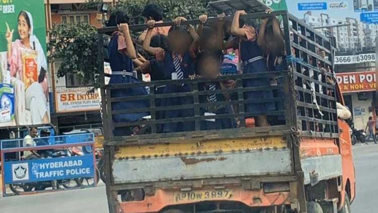 സ്​കൂൾ കുട്ടികളെ കാലികളെപ്പോലെ കൊ​ണ്ടുപോയ ഡ്രൈവർക്കും സ്​കൂൾ അധികൃതർക്കുമെതിരെ കേസ്​