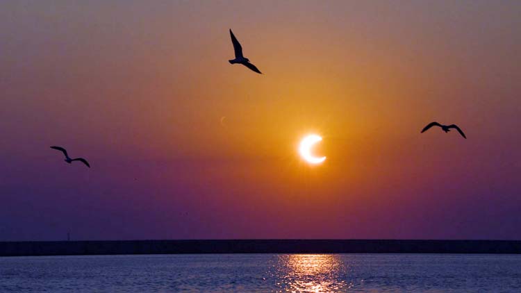 പ​വി​ഴ​ദ്വീ​പി​ലും ഗ്ര​ഹ​ണം ദൃശ്യമായി;  നി​മി​ഷ​ങ്ങൾക്ക്​ സാ​ക്ഷി​യാ​യി ആ​യി​ര​ങ്ങ​ൾ