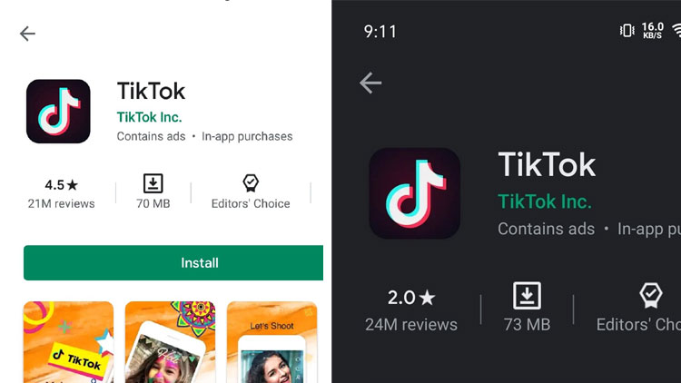 യൂട്യൂബർമാരുടെ റോസ്റ്റിങ്ങും ഫ്രൈയിങ്ങും​; പ്ലേസ്​റ്റോറിൽ ടിക്​ ടോക്​​ റേറ്റിങ്ങ്​ കുത്തനെ കുറഞ്ഞു